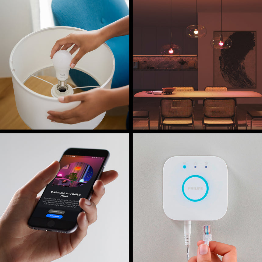 Philips Hue White and Color Ambiance Kit de inicio Essential blanco RGBW 3W (4 uds) 8721103103659 - vista alternativa