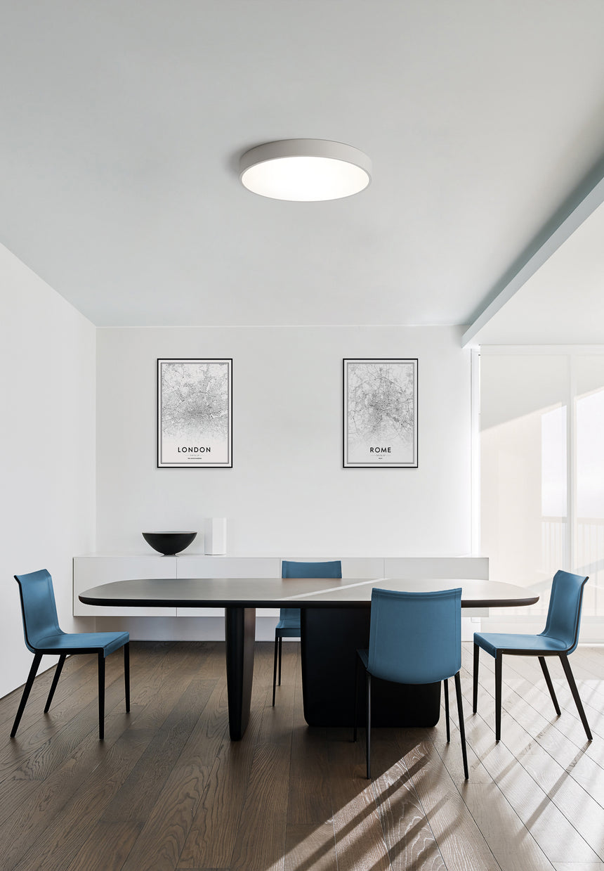 ACB Isia ceiling light 3453/60 Textured White, LED 55W 5250lm, CRI90 CL.I, integrated LED, Kelvin 3000K-4000K Slide Switch P3453170B