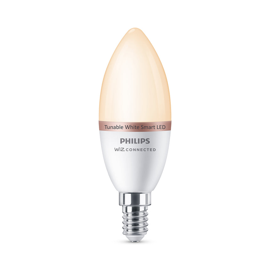 Bombilla LED Vela Philips WiZ C37 4,9W E14 2700K 470lm 372382