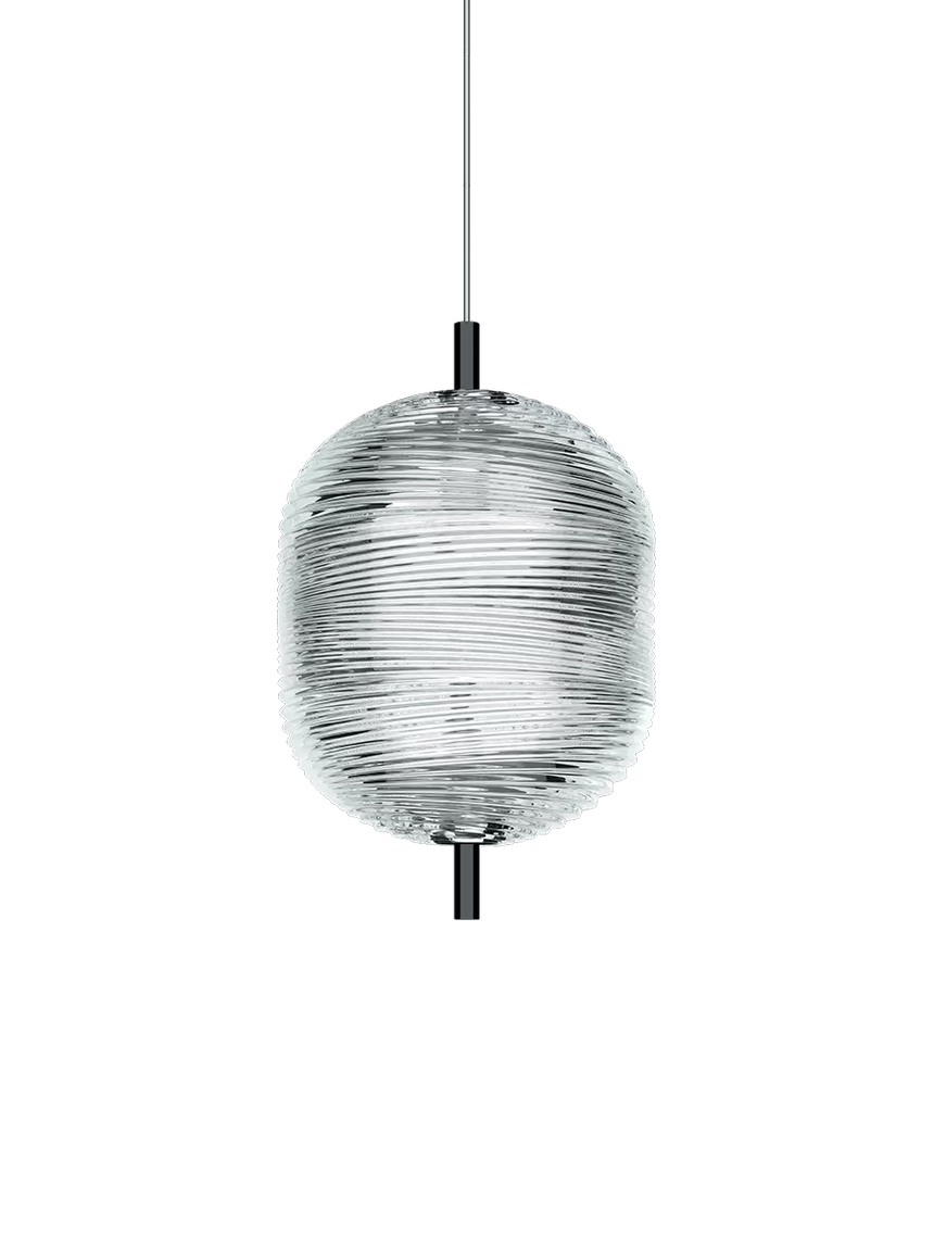 Lodes Lámpara colgante Jefferson pequeña Ø22cm cristal cromo negro LED 2700K 16822-4227