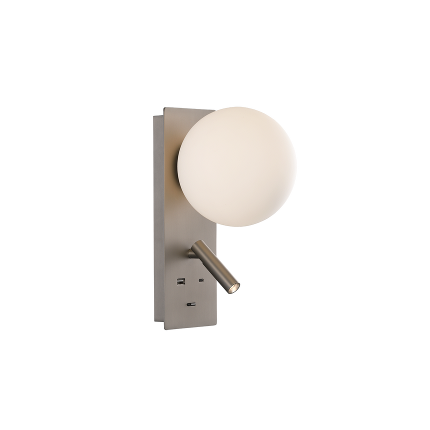 ACB Kin Aplique LED con LED orientable USB USBC níquel mate opal A8169290NM