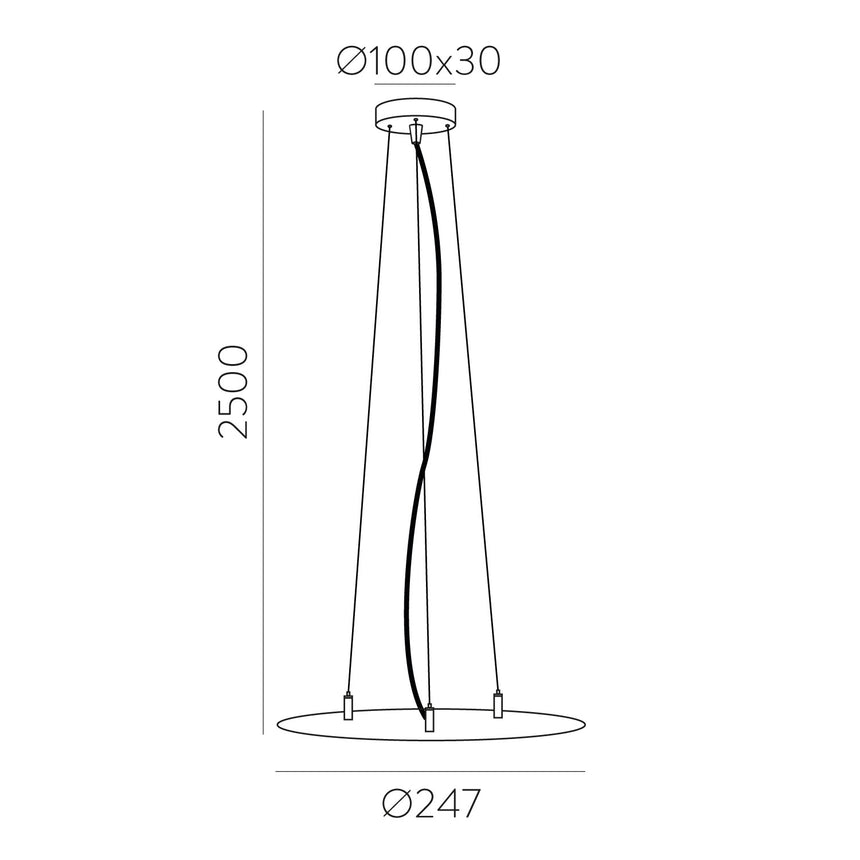 ACB Conjunto Colgante 3851/40 2.5m Instalado cable transp 3 tensores acero blanco texturado 81CON38514B