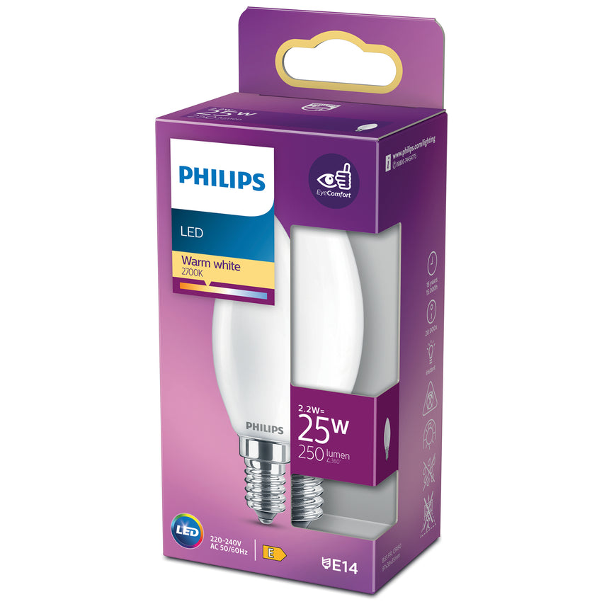 Bombilla de filamento Philips mate B35 25W E14 2700K 250lm 763374