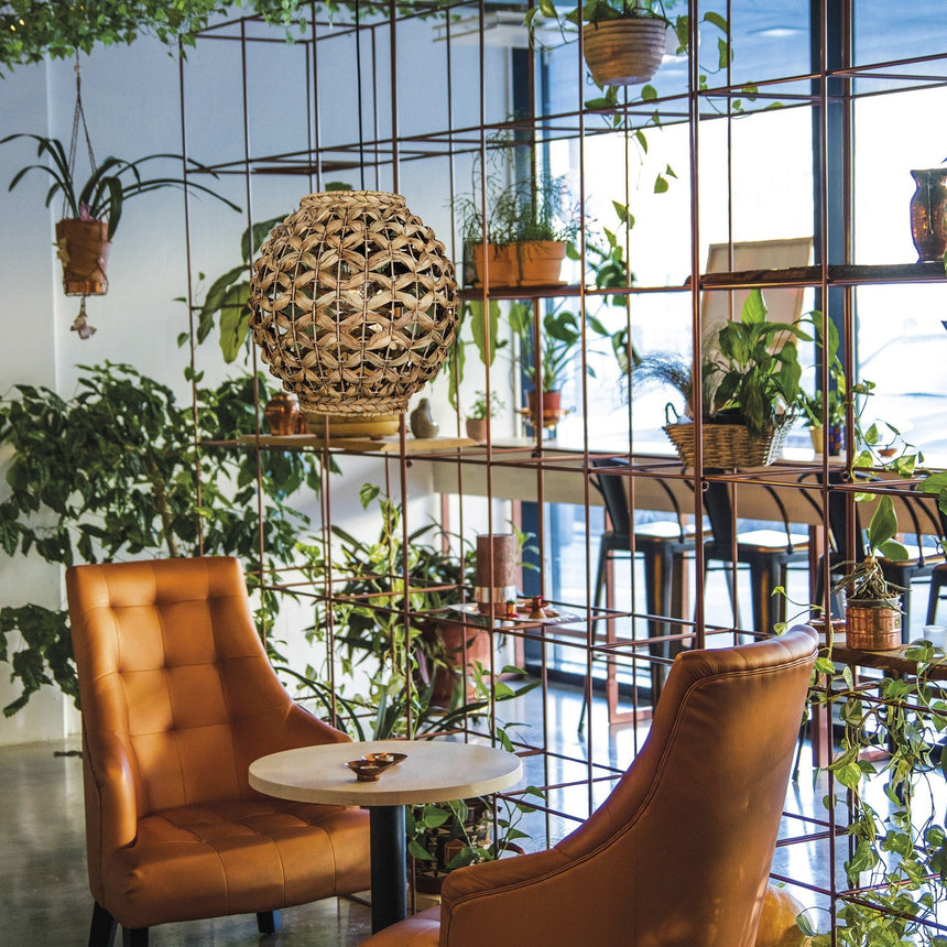 ACB Lennis Lámpara de techo colgante 3928 fibra natural kit blan text LED E27 15W C3928081NA