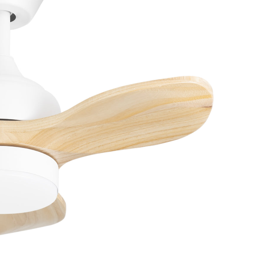Ventilador de techo LedsC4 Calar blanco madera clara motor DC Ø75cm VE-0022-BLA