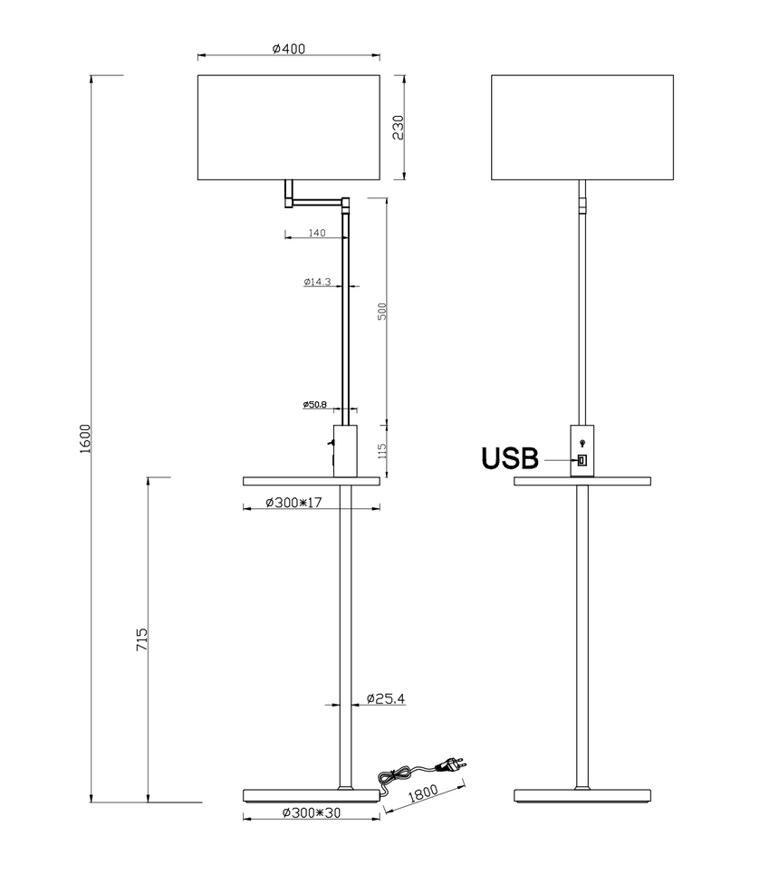 Trio Claas Matte Nickel Metal Floor Lamp 400400107