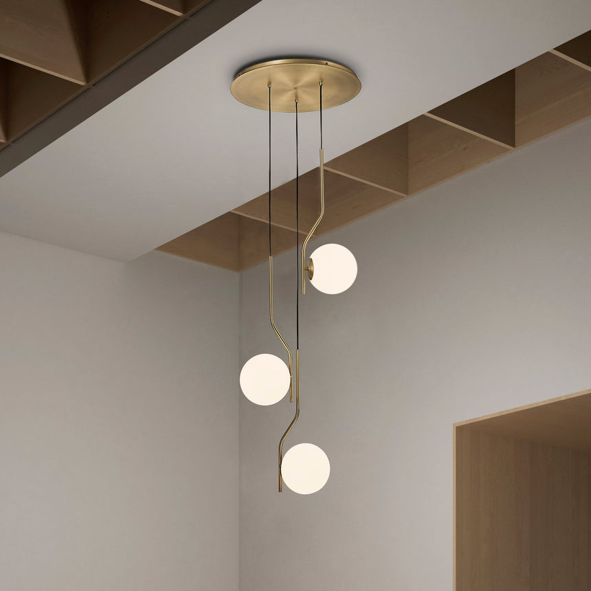 ACB Maui Lámpara colgante luz opal oro viejo mate LED E27 3x C81633O