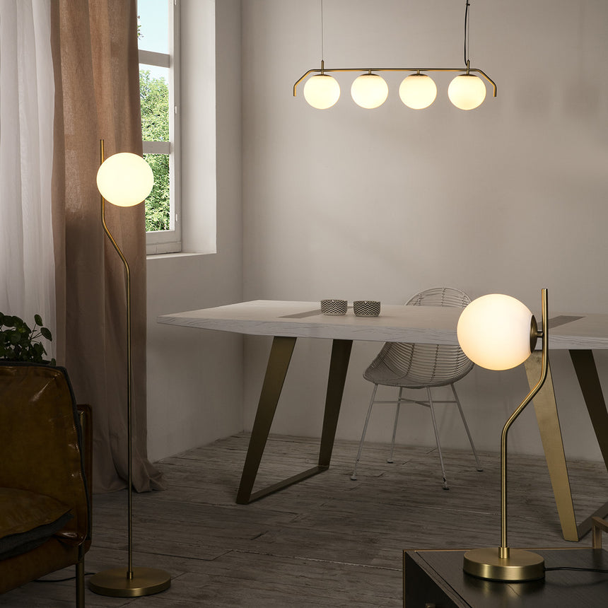 ACB Maui Pendant Light 8163/4L Opal/Matt Old Gold LED E27 4x, C81634O