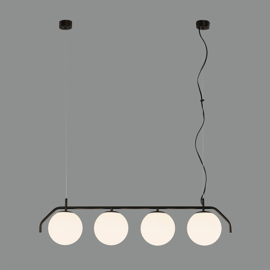 ACB Maui Lámpara de techo colgante LED opal/negro E27 4x 4,5cm C81634N