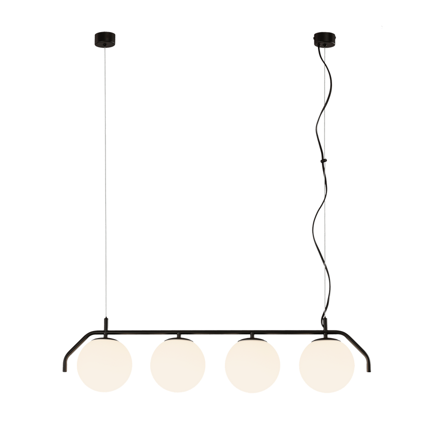 ACB Maui Lámpara de techo colgante LED opal/negro E27 4x 4,5cm C81634N