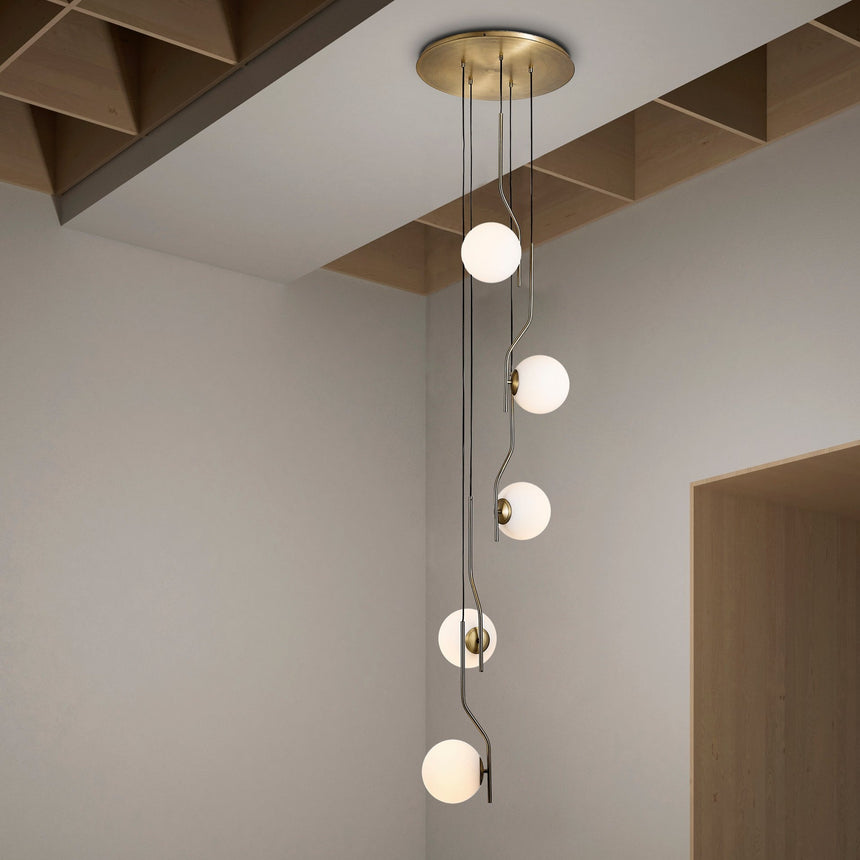 ACB Maui Pendant Light Opal/Matt Antique Gold LED 5x E27 C816352O