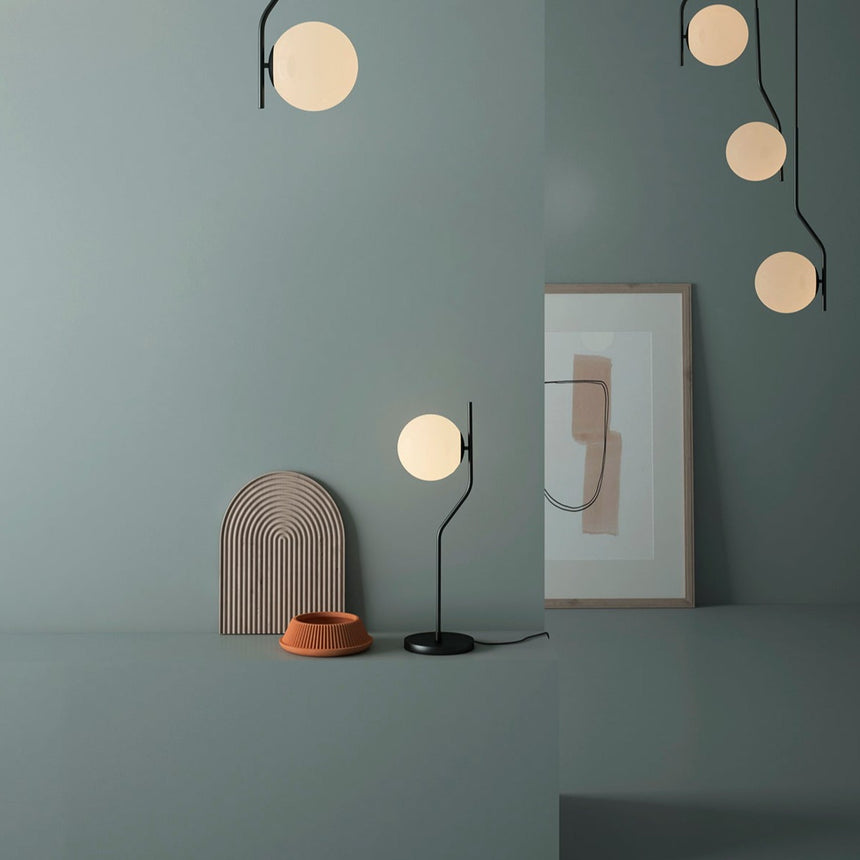 ACB Maui Table Lamp 8163/1 Opal/Matte Black, LED E27 15W, I, (E27 max. Ø45 mm), With switch S81631N