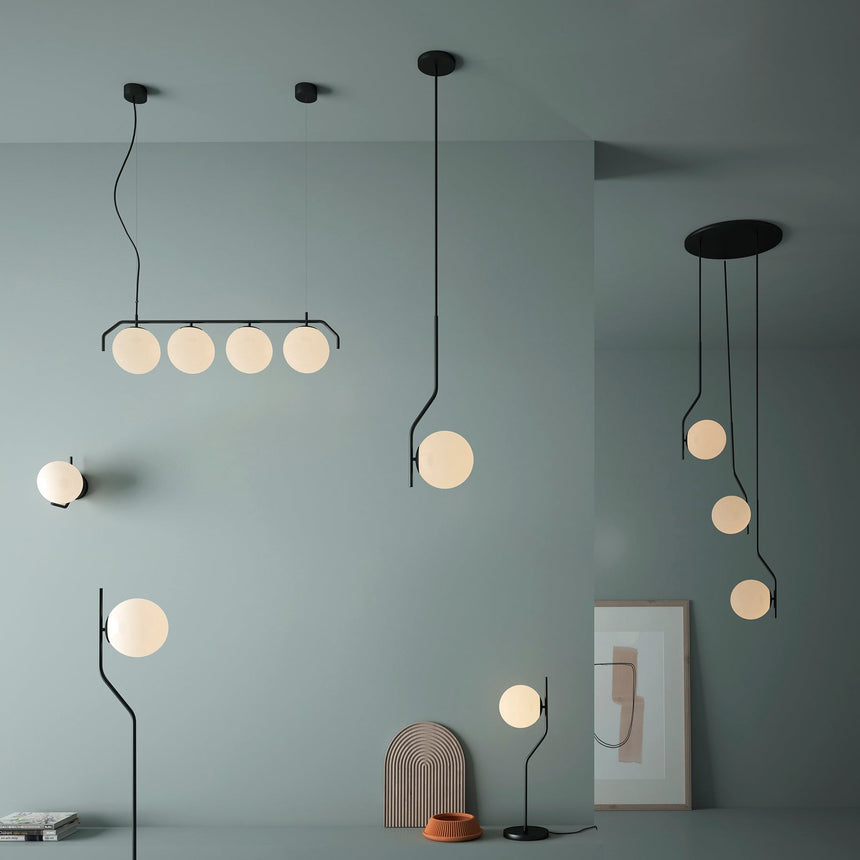 ACB Maui Lámpara de techo colgante Opal Negro E27 15W C81631N