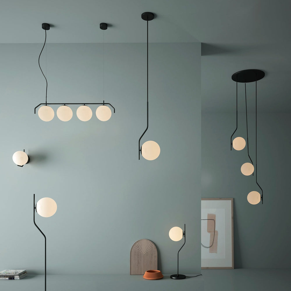 ACB Maui Floor Lamp 8163/1 Opal/Matte Black, LED E27 15W, I, (E27 max. Ø45 mm) H81631N