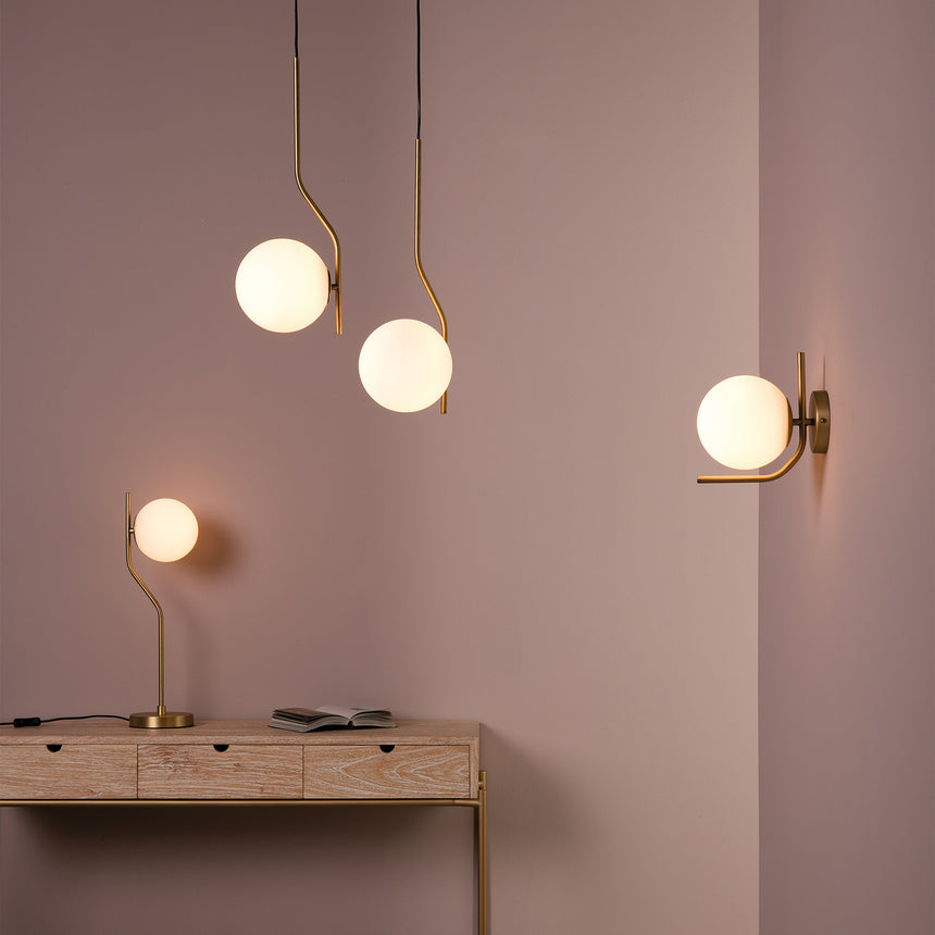 ACB Maui lámpara de techo colgante Opal oro viejo mate LED E27 15W C81631O