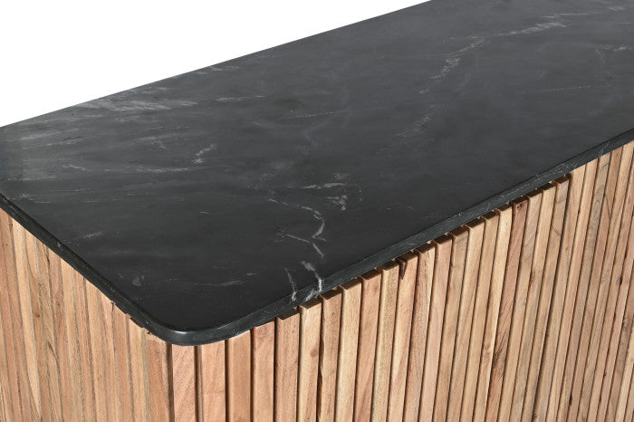 Aparador buffet salón Acacia mármol negro 170x40x80 207415