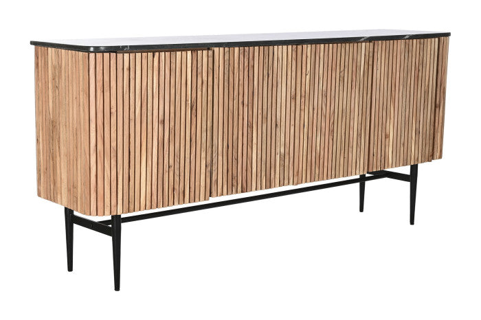 Aparador buffet salón Acacia mármol negro 170x40x80 207415