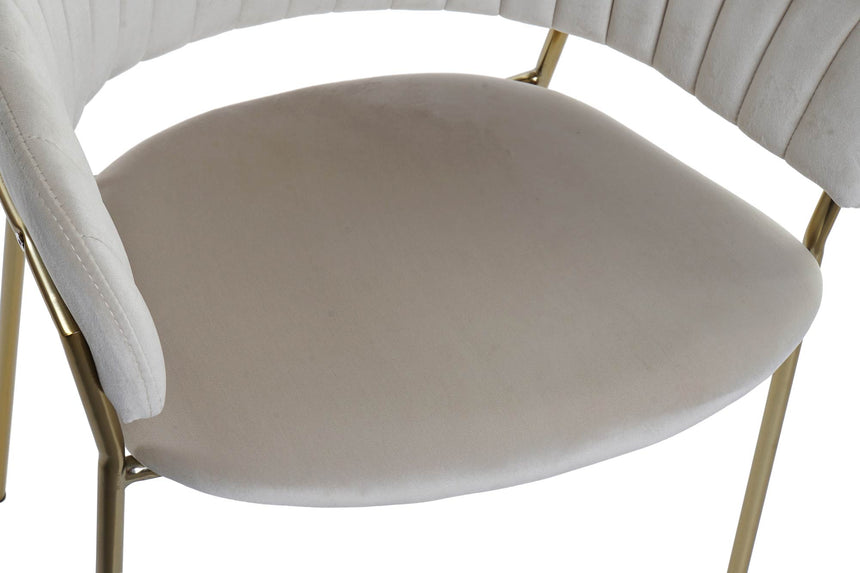 Silla terciopelo greige y metálica dorada 58×53×73 cm 207811