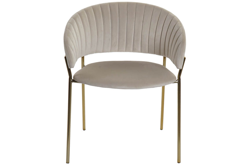 Silla terciopelo greige y metálica dorada 58×53×73 cm 207811