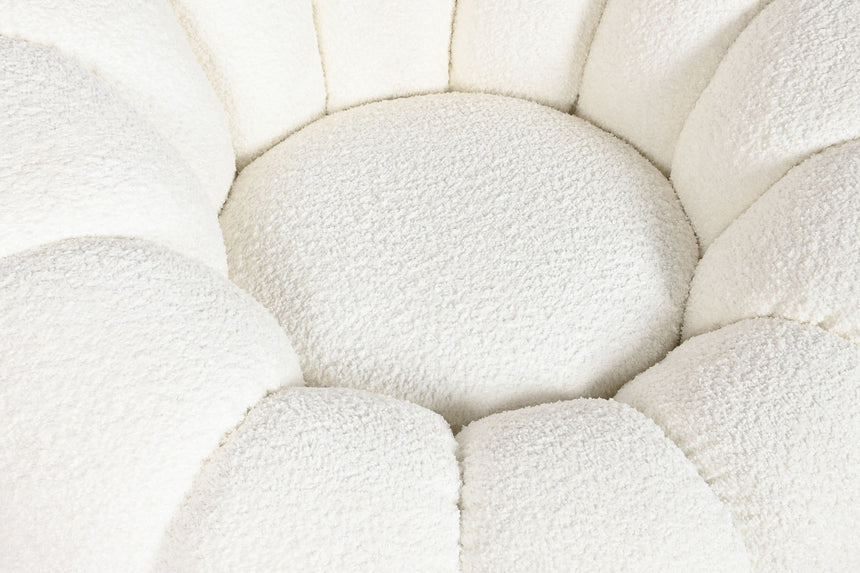 White textile swivel armchair with gold metal 212038