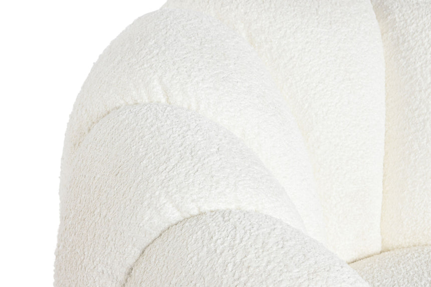 White textile swivel armchair with gold metal 212038