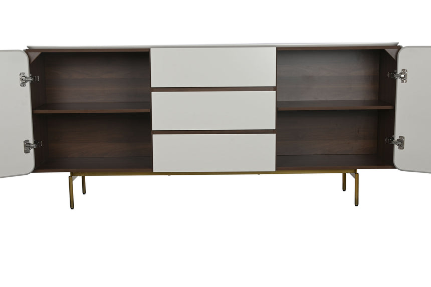 Wooden Buffet Sideboard 183x41.5x80 White Gold 217314