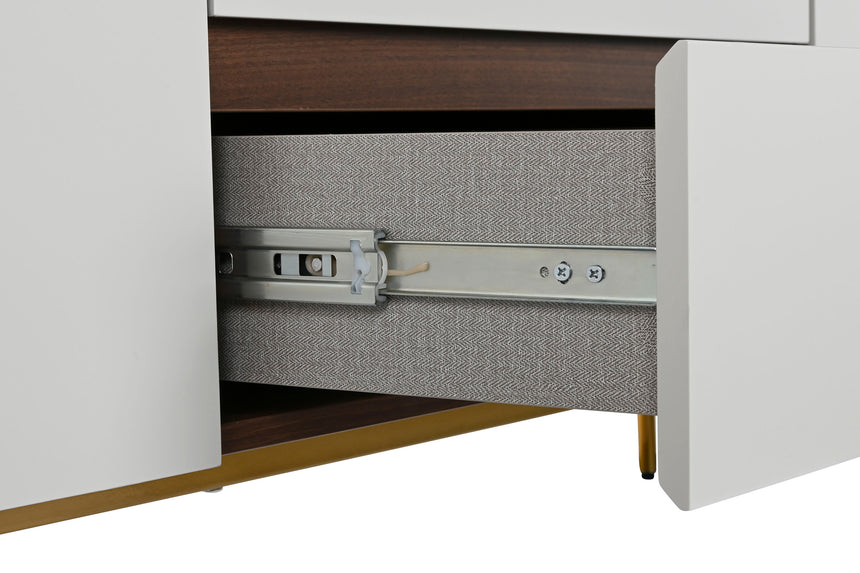 Wooden Buffet Sideboard 183x41.5x80 White Gold 217314