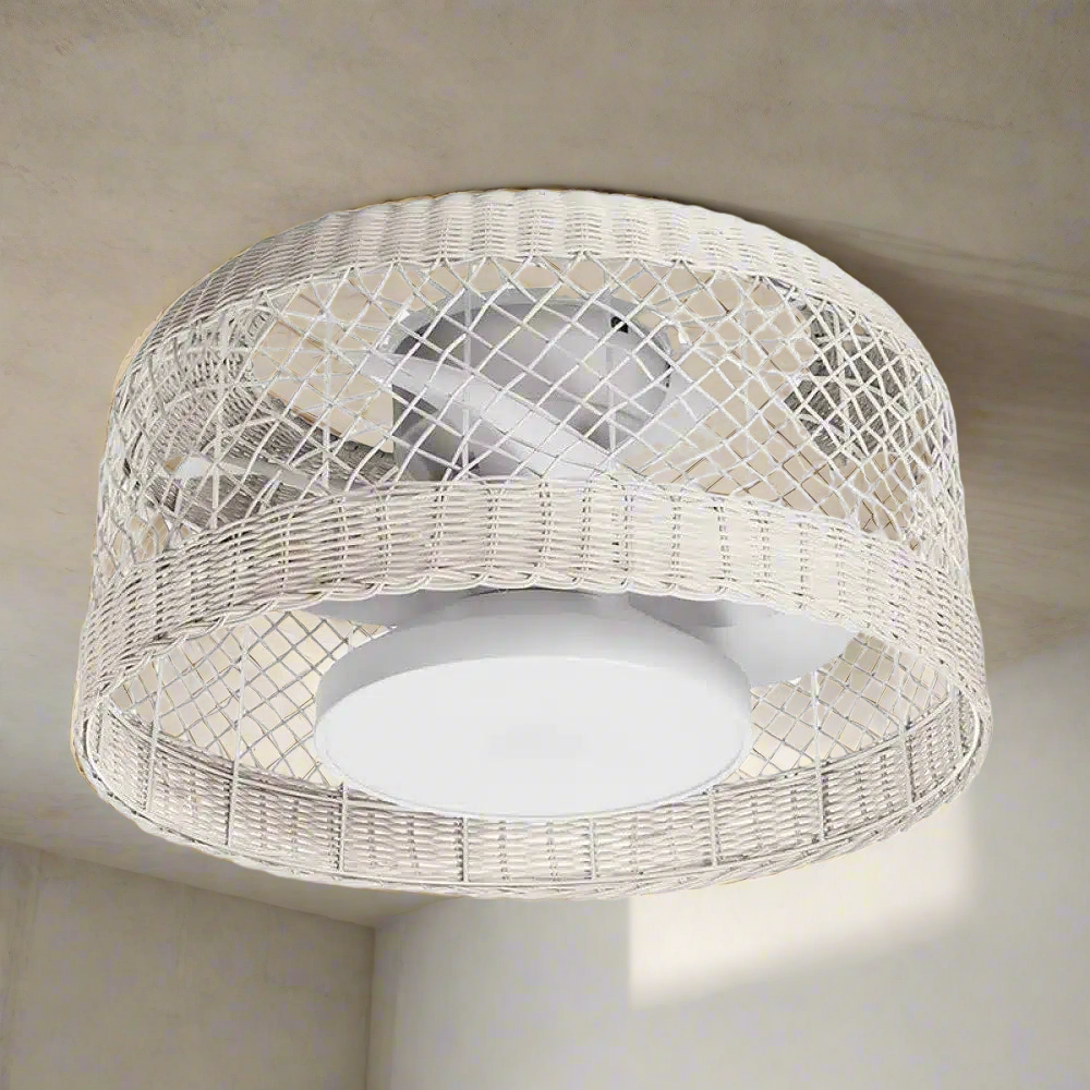 MDC Ibiza LED fan, white wood, with remote control, Ø61 cm, DC CCT 579568109