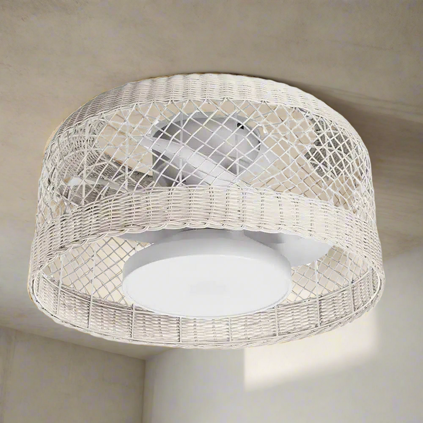 MDC Ibiza LED fan, white wood, with remote control, Ø61 cm, DC CCT 579568109