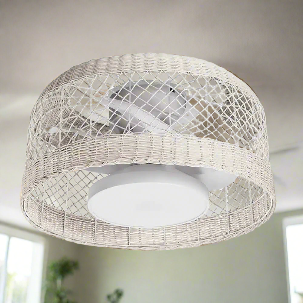 MDC Ibiza LED fan, white wood, with remote control, Ø61 cm, DC CCT 579568109