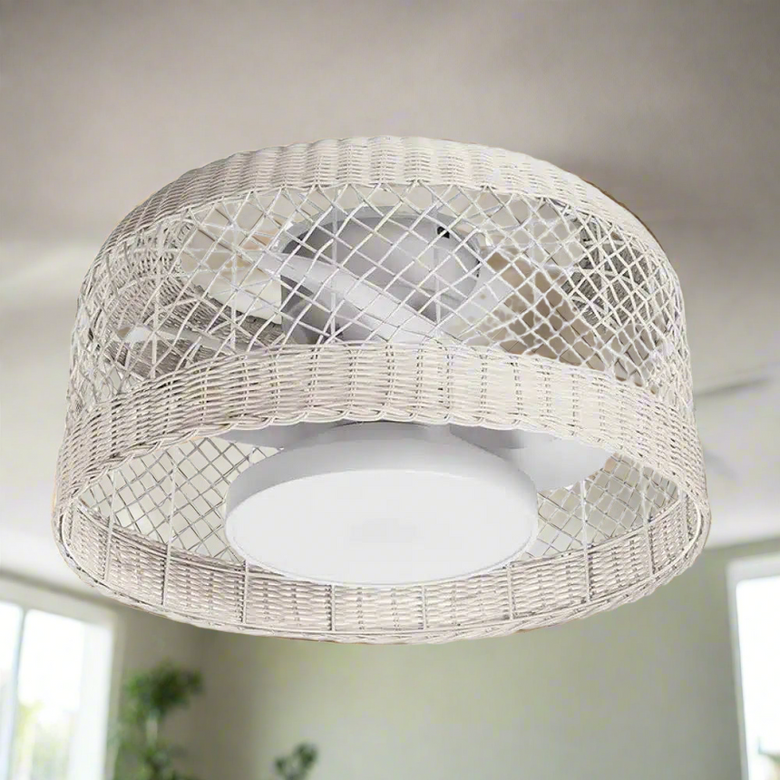 MDC Ibiza LED fan, white wood, with remote control, Ø61 cm, DC CCT 579568109