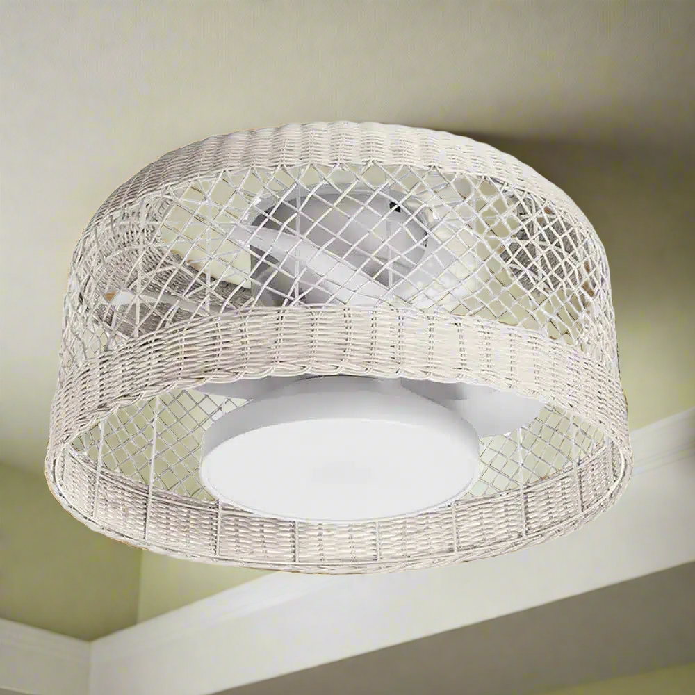 MDC Ibiza LED fan, white wood, with remote control, Ø61 cm, DC CCT 579568109