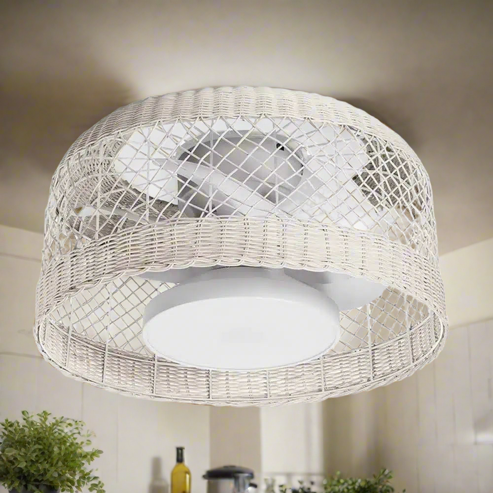 MDC Ibiza LED fan, white wood, with remote control, Ø61 cm, DC CCT 579568109