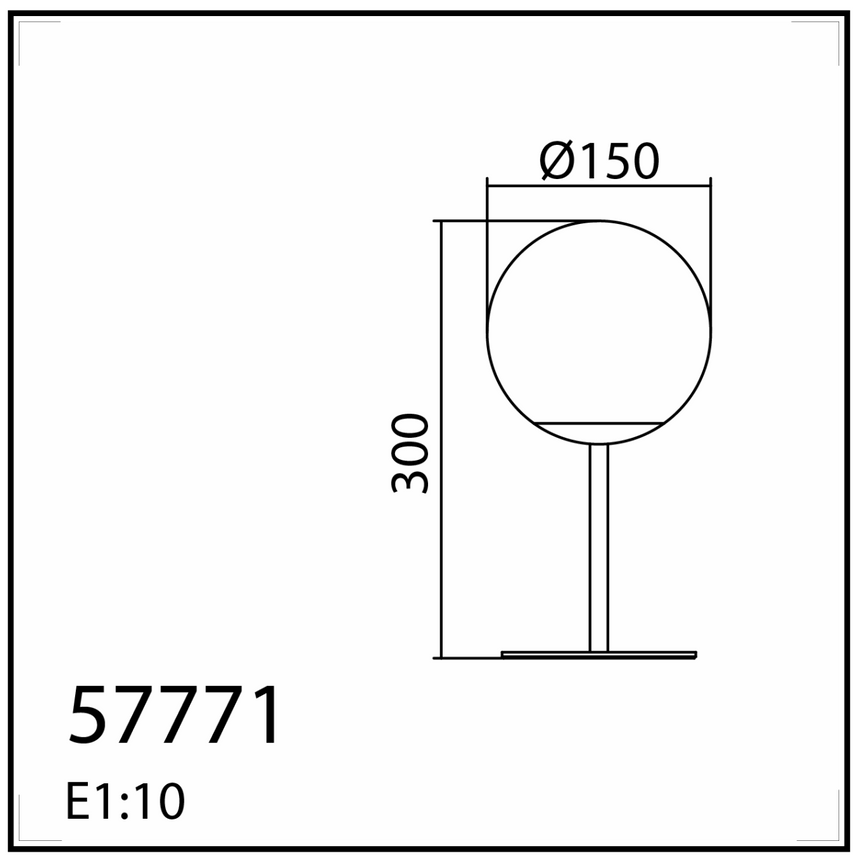 Medidas y dimensiones - Lámpara sobremesa con bola MDC Ronda opal cromo mate 577713501