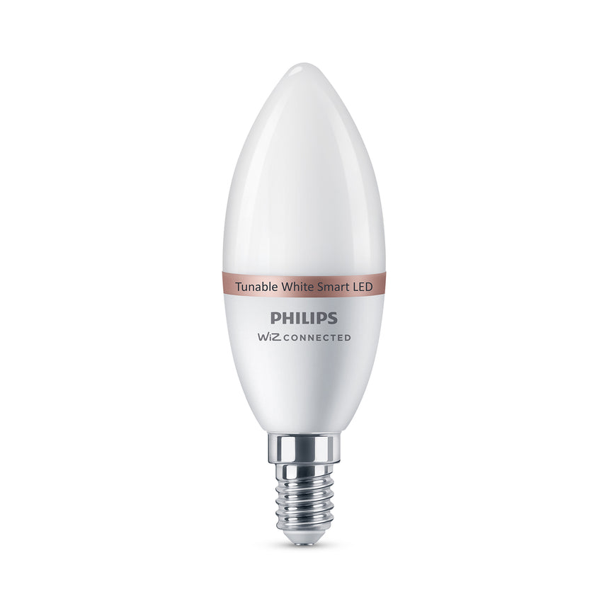 Bombilla LED Vela Philips WiZ C37 4,9W E14 2700K 470lm 372382