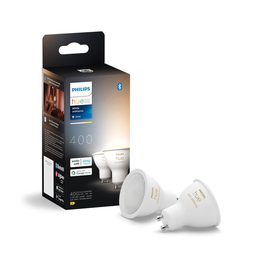 Philips Hue Bombilla dicroica White Ambiance GU10 4,2W 400lm (2 uds) 8720169230033