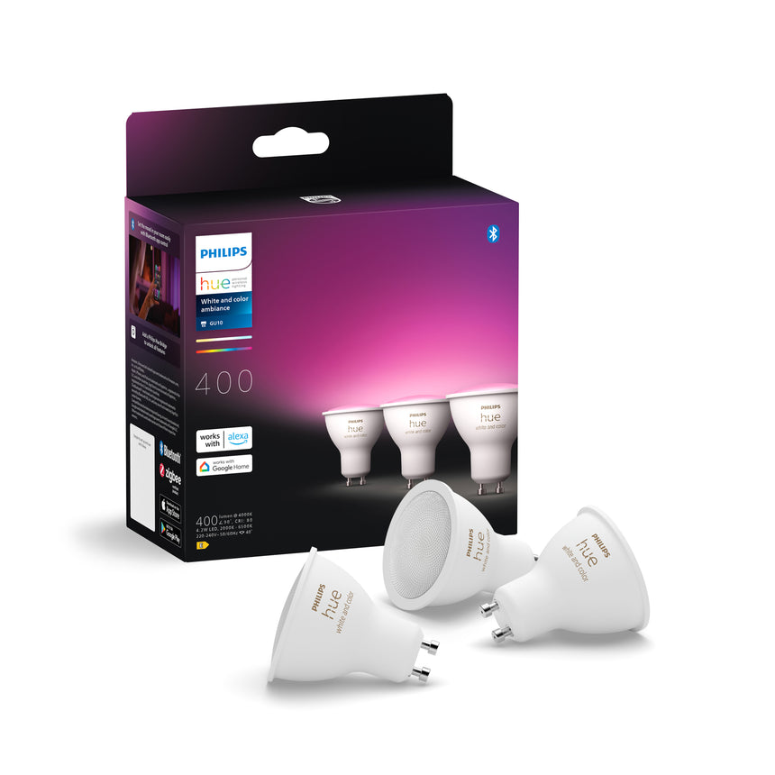 Philips Hue White and Color Ambiance Bombilla dicroica RGBW GU10 4,2W (3 uds) 8720169229877
