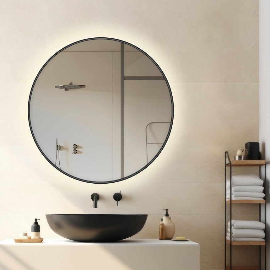 ACB Olbia Espejo baño Ø810 negro LED A3958100N
