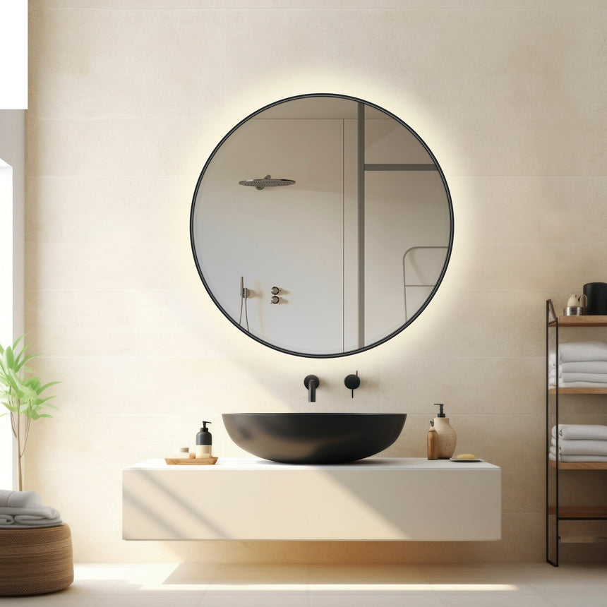 ACB Olbia Espejo baño Ø1010 negro LED A3958200N