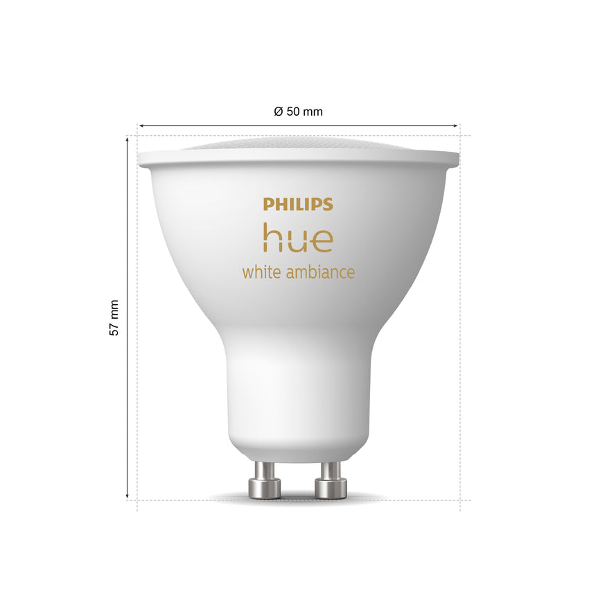 Philips Hue Bombilla dicroica White Ambiance GU10 4,2W 400lm (2 uds) 8720169230033