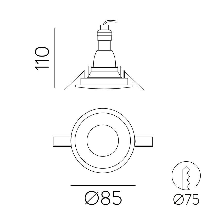 ACB Nork Empotrable 3677/9 Blanco, LED GU10 8W, CL.II IP64/IP20