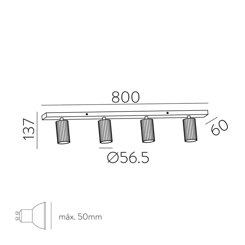 ACB Modrian Ceiling Light 3951/R4 Technical Gold/Black, LED GU10 4x8W, Adjustable P3951480O