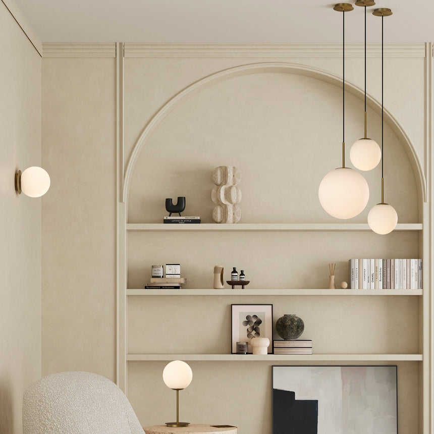 ACB Parma Lámpara de techo colgante baño LED oro viejo mate/opal E27 15W IP44 C3946080O