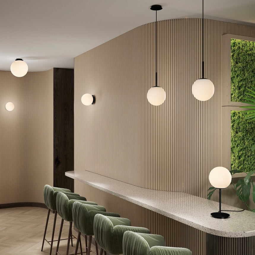 ACB Parma Lámpara de techo colgante Negro Mate/Opal E27 15W IP44 C3946080N