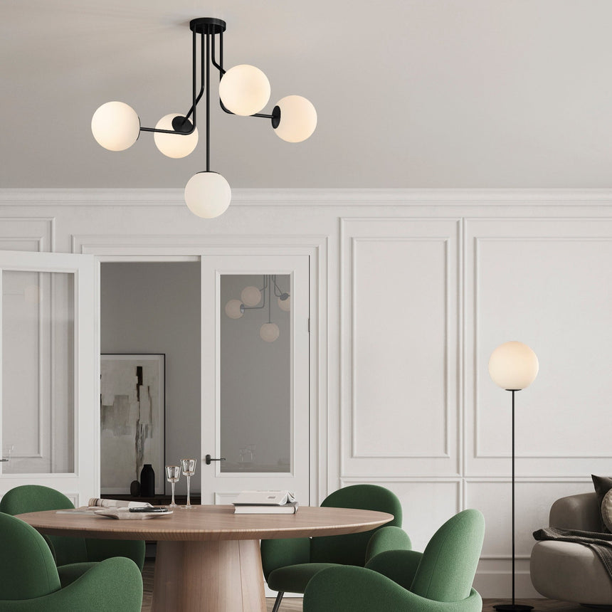 ACB Parma Lámpara colgante negro opal E27 5 luces Ø4,5cm C3946280N