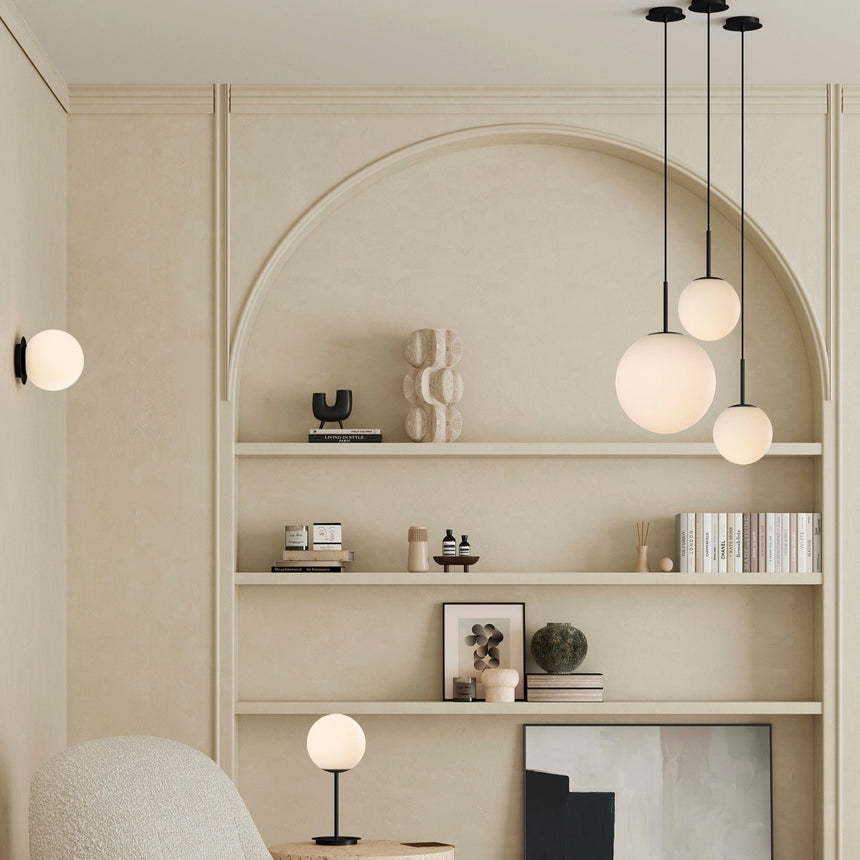 ACB Parma Lámpara de techo colgante Negro Mate/Opal E27 15W IP44 C3946180N