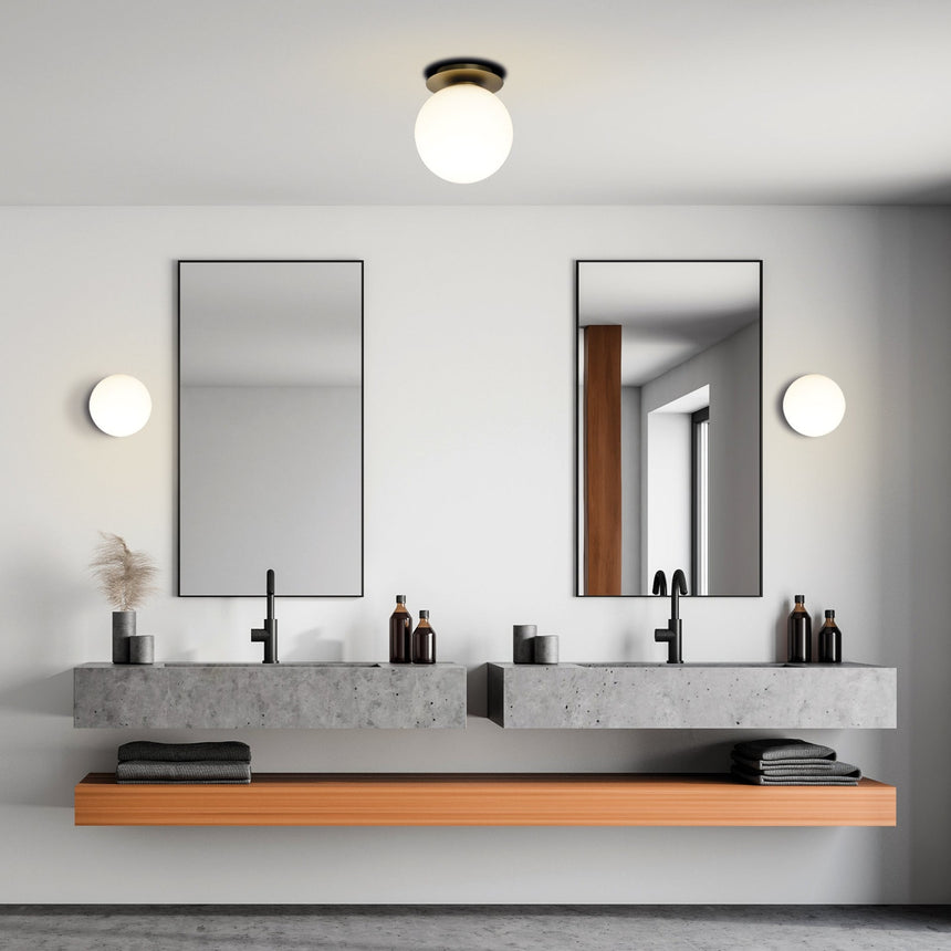 ACB Parma Plafón baño opal oro viejo mate LED E27 15W IP44 P3946080O