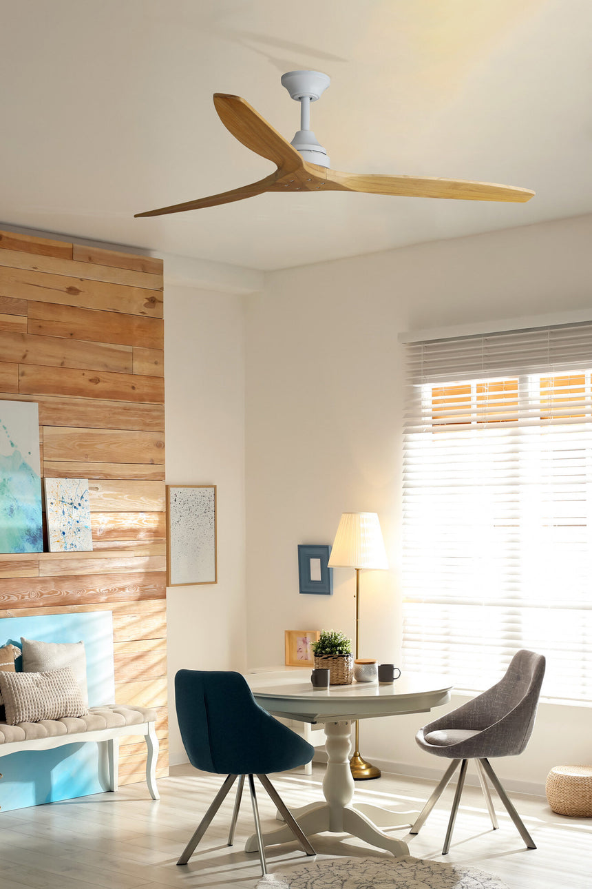 Faro ALO L Ventilador sin luz cuerpo acero y palas de madera 33728DC