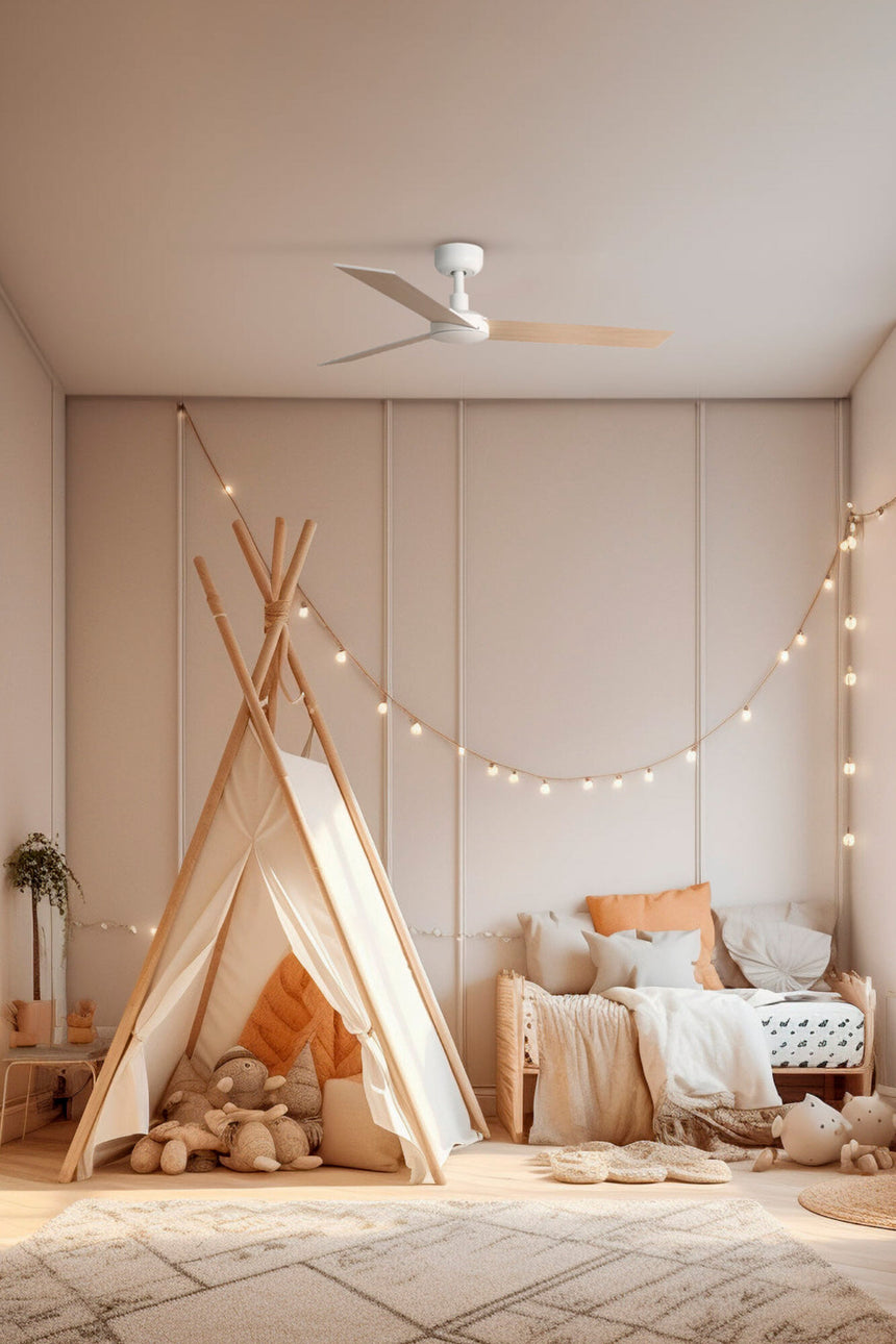 Faro RUDDER S Ventilador blanco madera fresno 34295