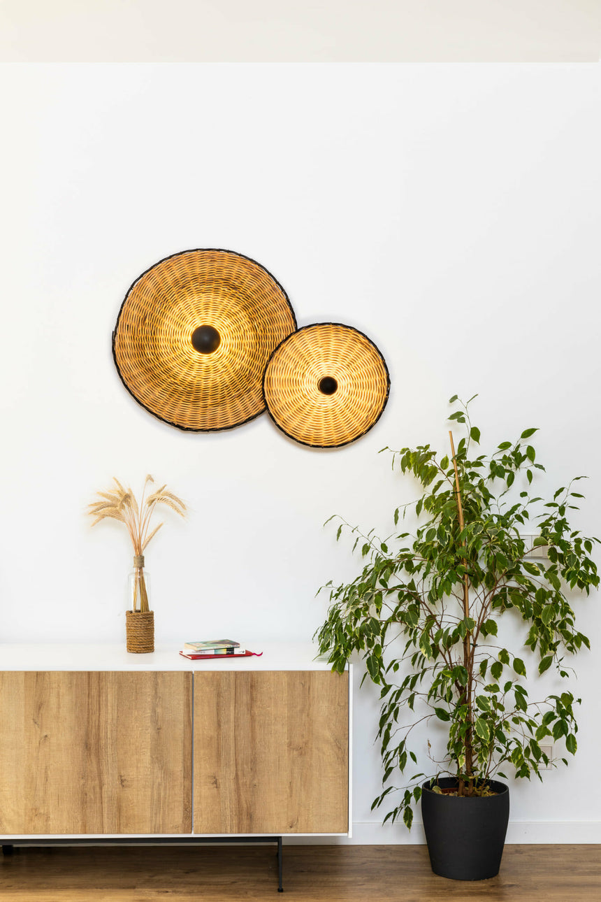 Faro COSTAS 400 H140 Lámpara aplique/plafón negra/ratán 62174-78